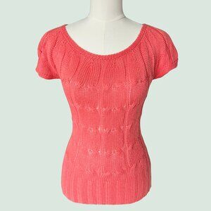 Coral Knit Short Sleeve Sweater Top